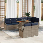 Garden Sofa Set with cushions 9 pcs grey and navy blue