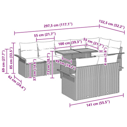 Tuin Sofa Set met kussen 9 pcs Zwart en blauw
