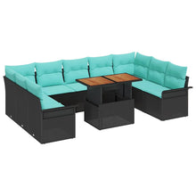 Tuin Sofa Set met kussen 10 pcs Zwart en blauw