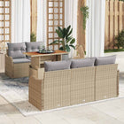 Garden Bench Set with Cushions 6 pcs Beige and Light Grey poly rattan