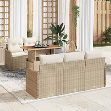 Tuinbankenset met kussen 6 pcs Beige en Crème poly rattan
