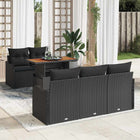 Garden Bench Set with Cushion 6 pcs Black poly rattan