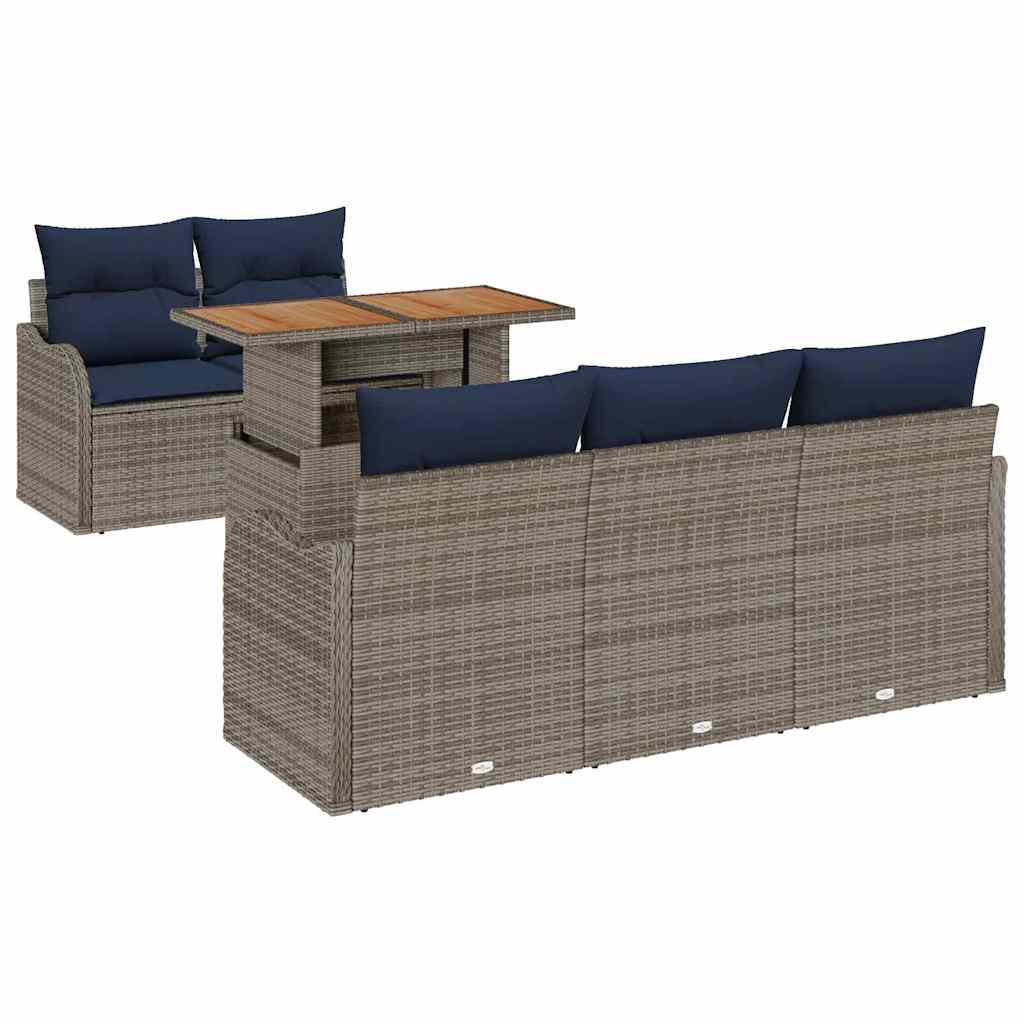 Tuin Sofa Set 6 st grijs en marineblauw