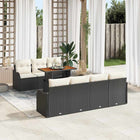 Tuinset loungebank 8-delig poly rattan acaciahout zwart crème