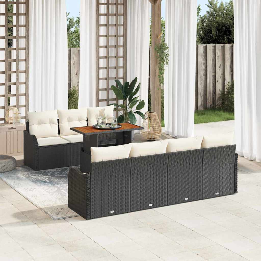Tuin Sofa Set met kussen 8 pcs Zwart en crème
