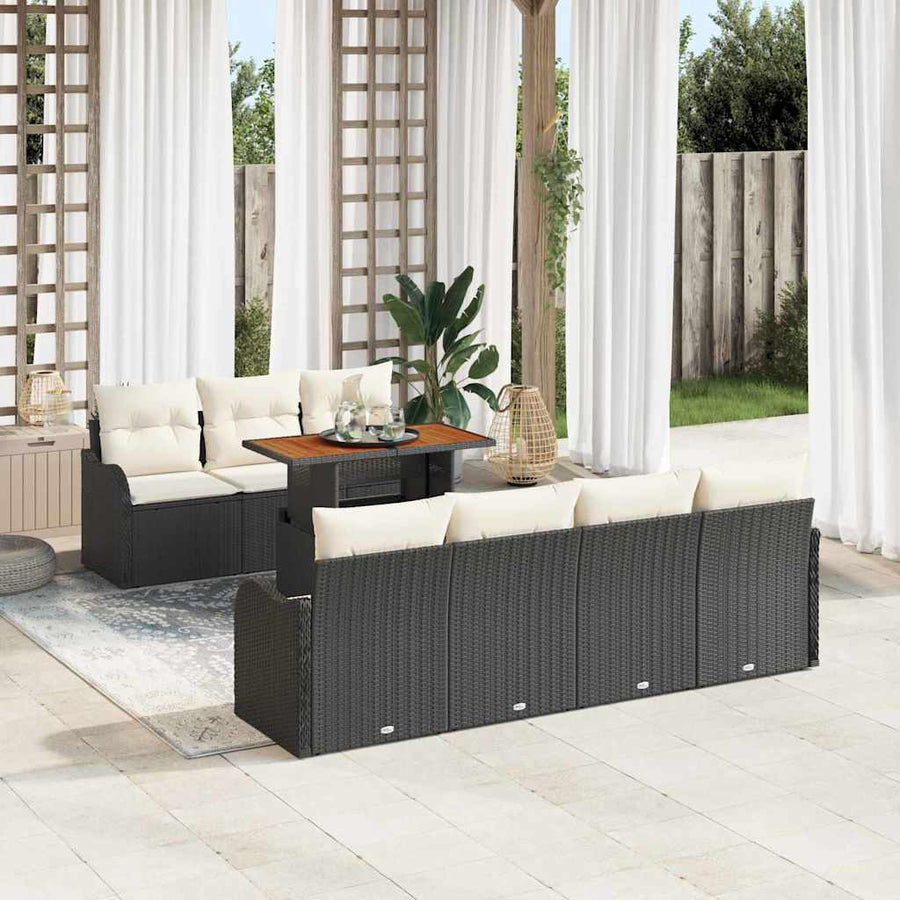 Tuin Sofa Set met kussen 8 pcs Zwart en crème