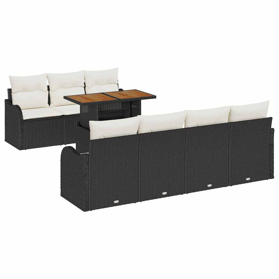 Tuin Sofa Set met kussen 8 pcs Zwart en crème