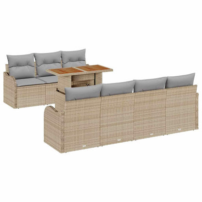 Tuin Sofa Set met kussen 8 pcs beige en lichtgrijs