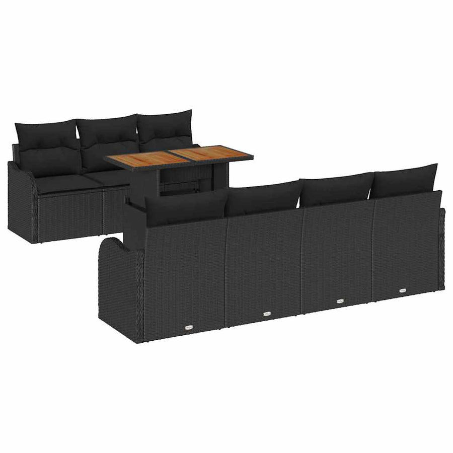 Tuin Sofa Set met kussen 8 pcs Zwart