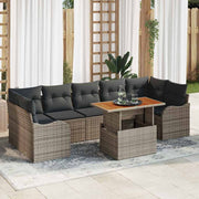 Modulaire tuinbankenset poly rattan grijs 8-delig