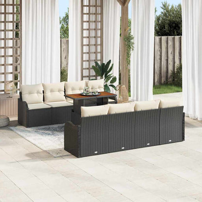 Tuin Sofa Set met kussen 7 pcs Zwart en crème