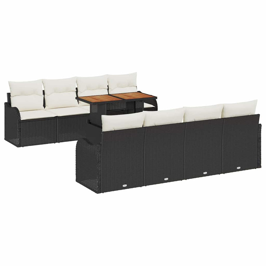 Tuin Sofa Set met kussen 7 pcs Zwart en crème