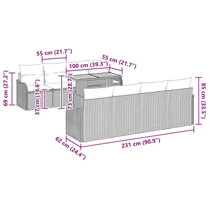 Tuin Sofa Set met kussen 7 pcs Grijs
