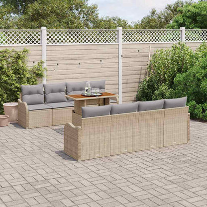 Tuin Sofa Set met kussen 7 pcs beige en lichtgrijs