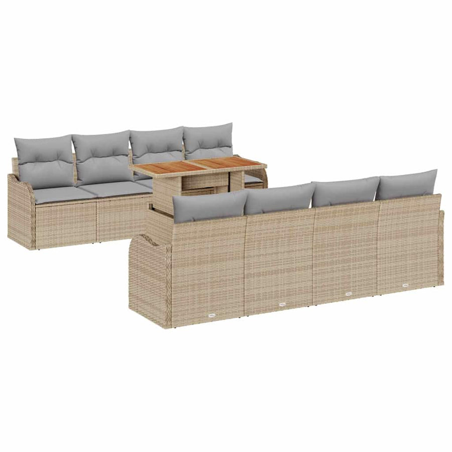 Tuin Sofa Set met kussen 7 pcs beige en lichtgrijs
