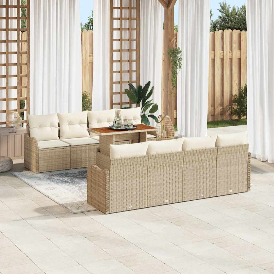 Tuin Sofa Set met kussen 7 pcs beige en crèmekleurig