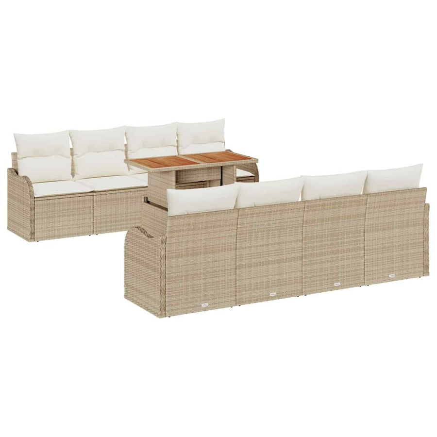Tuin Sofa Set met kussen 7 pcs beige en crèmekleurig