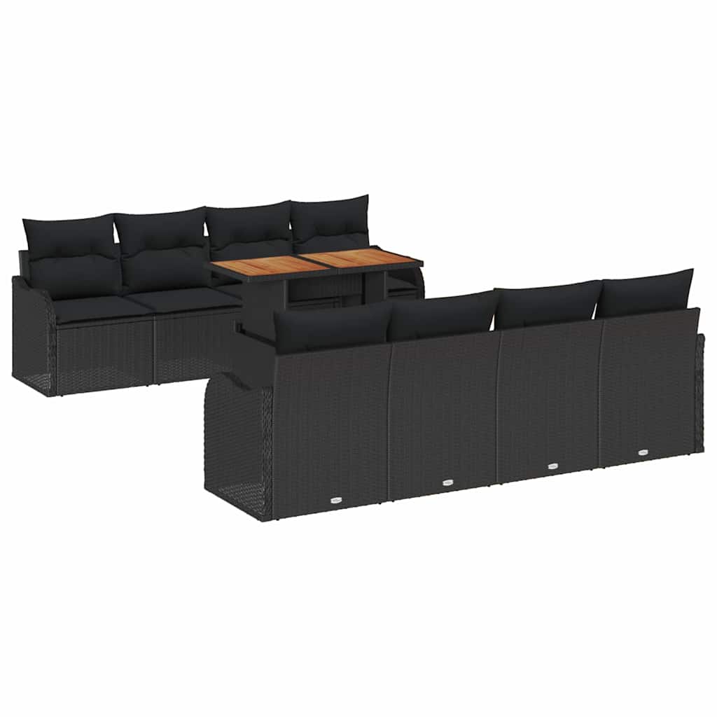 Tuin Sofa Set met kussen 7 pcs Zwart