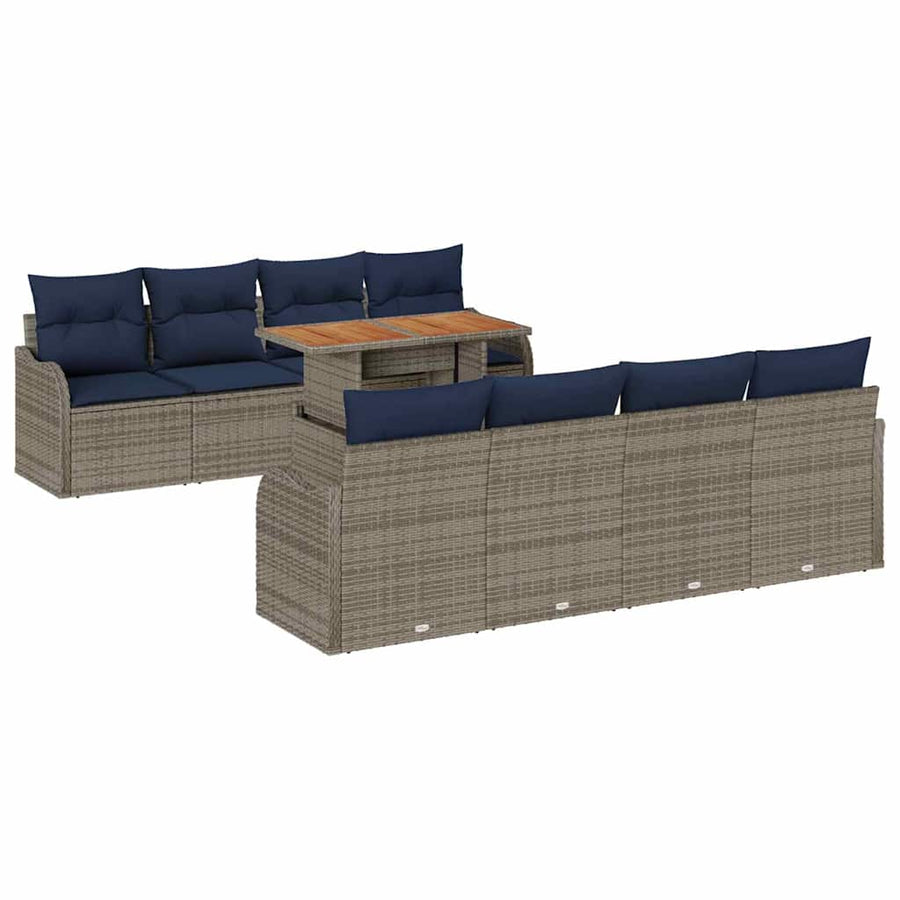 Tuin Sofa Set 7 st grijs en marineblauw