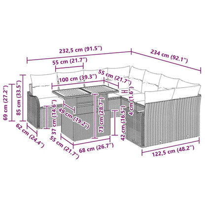 Tuin Sofa Set met kussen 7 pcs Grijs
