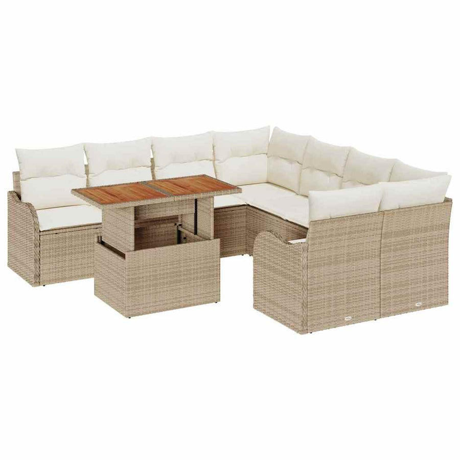 Tuin Sofa Set met kussen 7 pcs beige en crèmekleurig