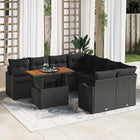Loungeset 7-delig poly rattan acaciahout zwart