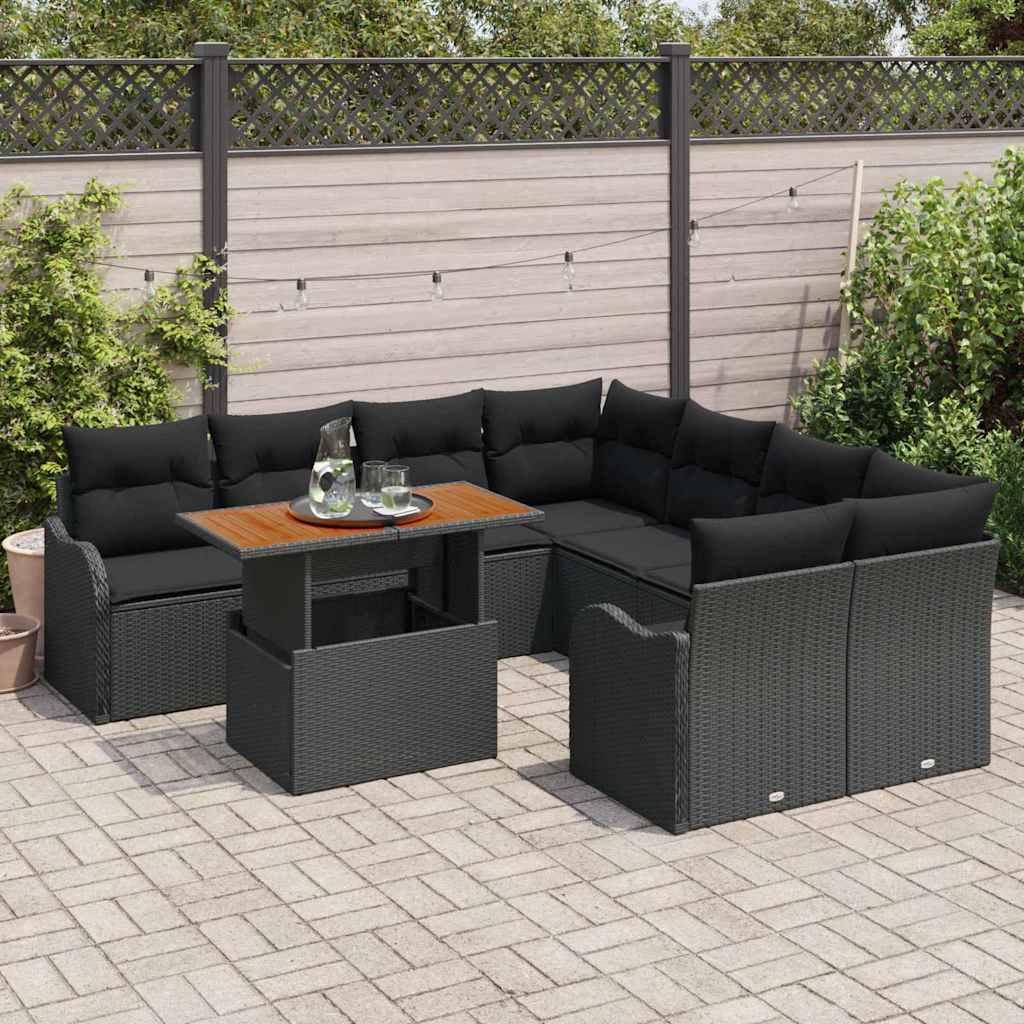 Tuin Sofa Set met kussen 7 pcs Zwart