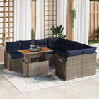 Tuinbankenset 8 persoons grijs marineblauw