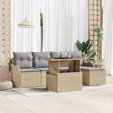 Tuinbankenset met kussen 6 pcs Beige en Licht Grijs poly rattan