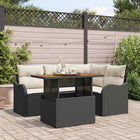 Outdoor Lounge Set with Cushions 5 pcs Black and Cream poly rattan