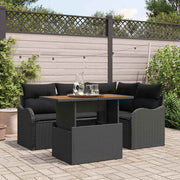 Garden sofa set with cushions 5 pcs Black poly rattan