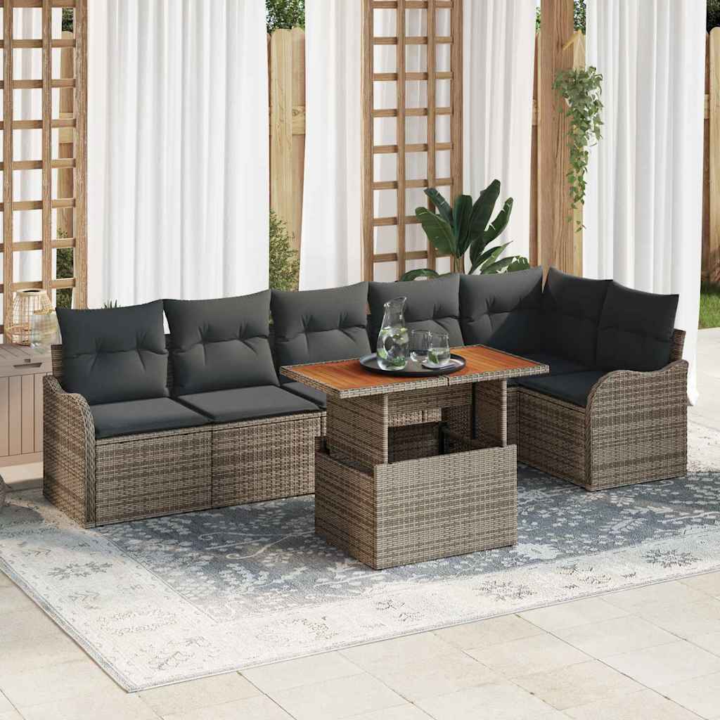 Tuin Sofa Set met kussen 7 pcs Grijs