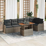 Tuinset poly rattan grijs 7-delig