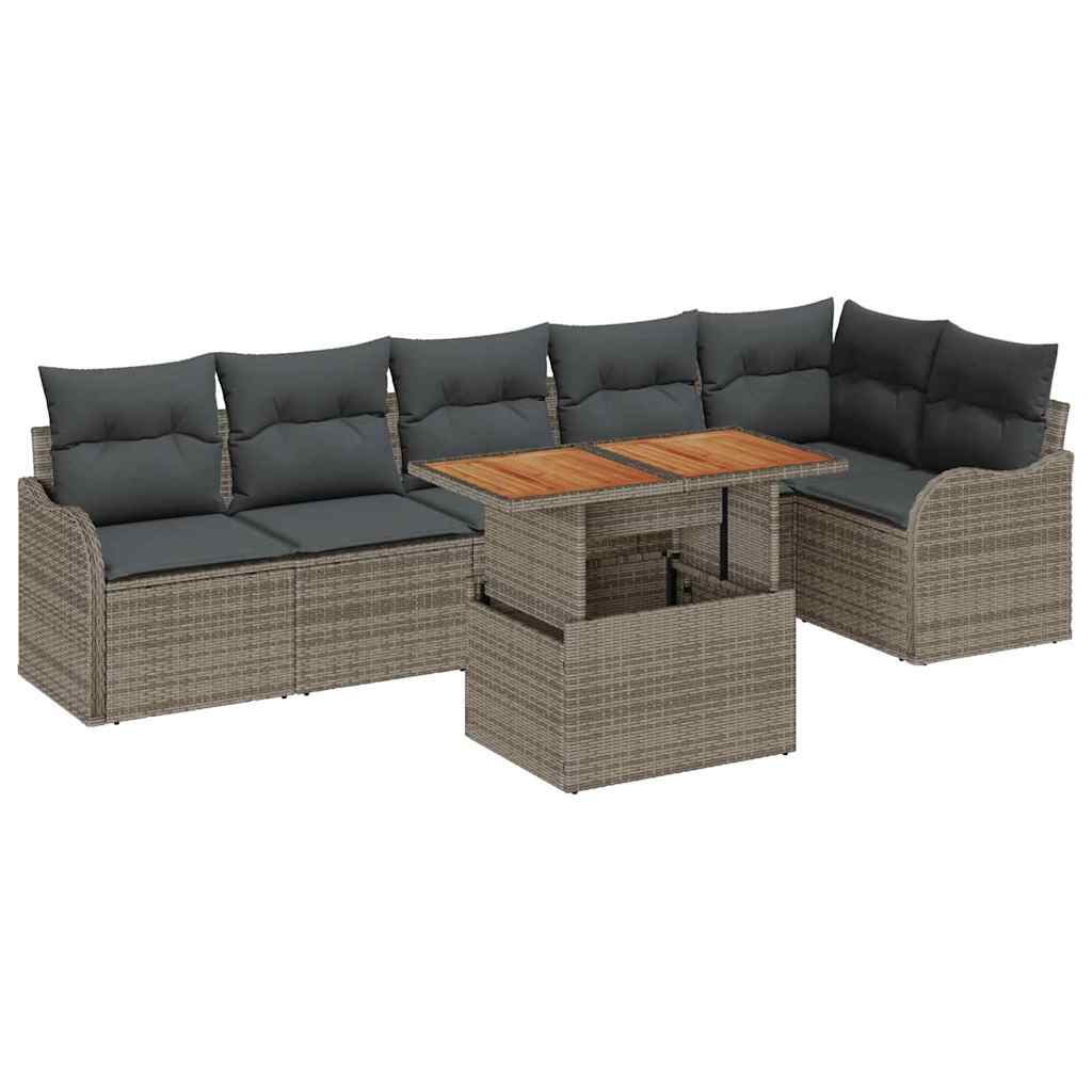 Tuin Sofa Set met kussen 7 pcs Grijs