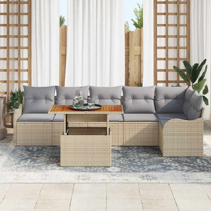Tuin Sofa Set met kussen 7 pcs beige en lichtgrijs