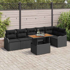 Tuin loungeset 7-delig poly rattan zwart acaciahout