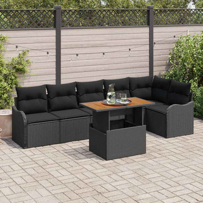Tuin Sofa Set met kussen 7 pcs Zwart