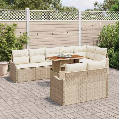Tuin Sofa Set met kussen 9 pcs beige en crèmekleurig