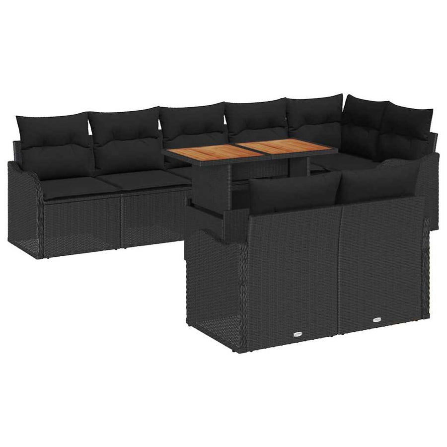Tuin Sofa Set met kussen 9 pcs Zwart