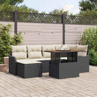 Tuinset poly rattan 7-delig zwart crème