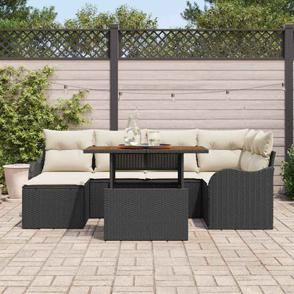 Tuin Sofa Set met kussen 7 pcs Zwart en crème