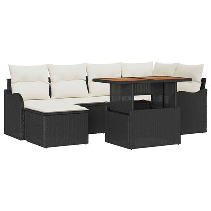 Tuin Sofa Set met kussen 7 pcs Zwart en crème