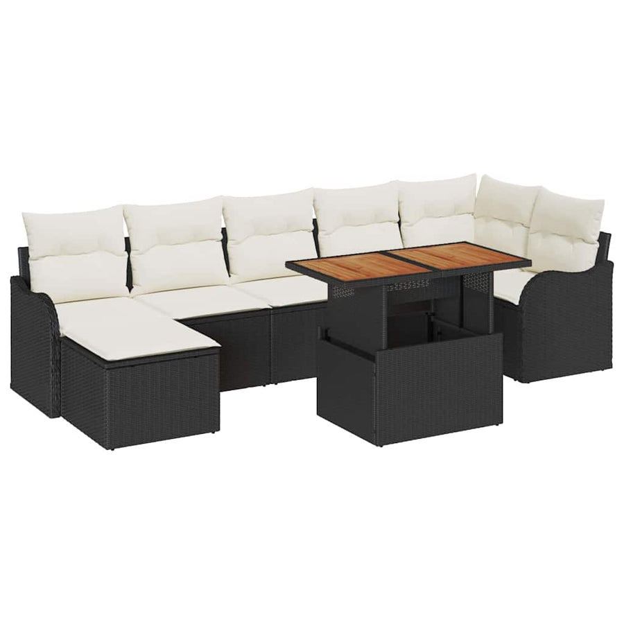 Tuin Sofa Set met kussen met opslag 8 pcs Zwart en crème