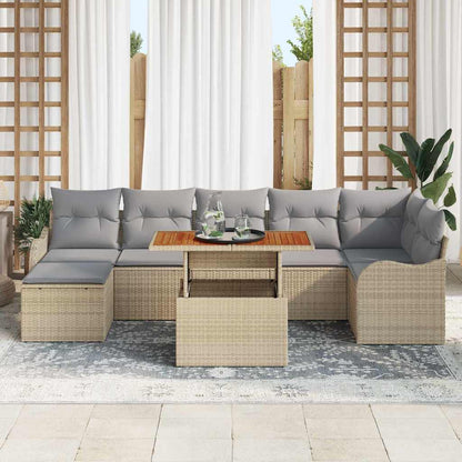 Tuin Sofa Set met kussen met opslag 8 pcs beige en lichtgrijs