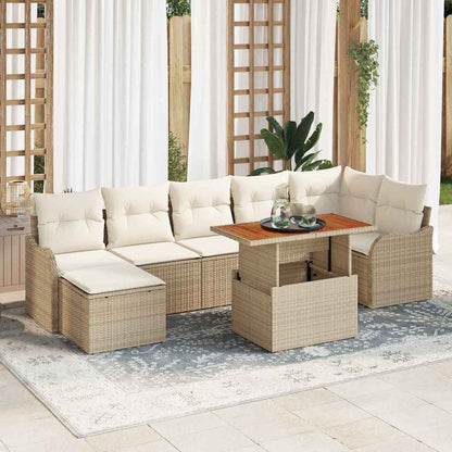 Tuin Sofa Set met kussen met opslag 8 pcs beige en crèmekleurig