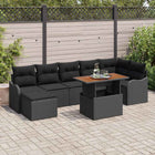Loungeset 8-delig polyrattan acaciahout zwart