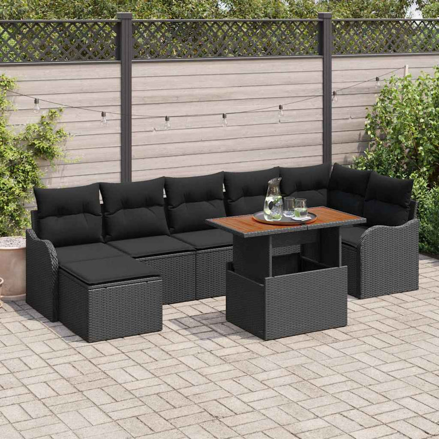 Tuin Sofa Set met kussen met opslag 8 pcs Zwart
