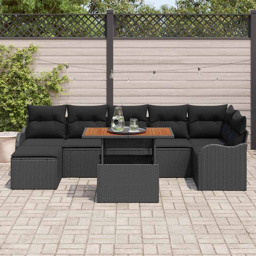 Tuin Sofa Set met kussen met opslag 8 pcs Zwart