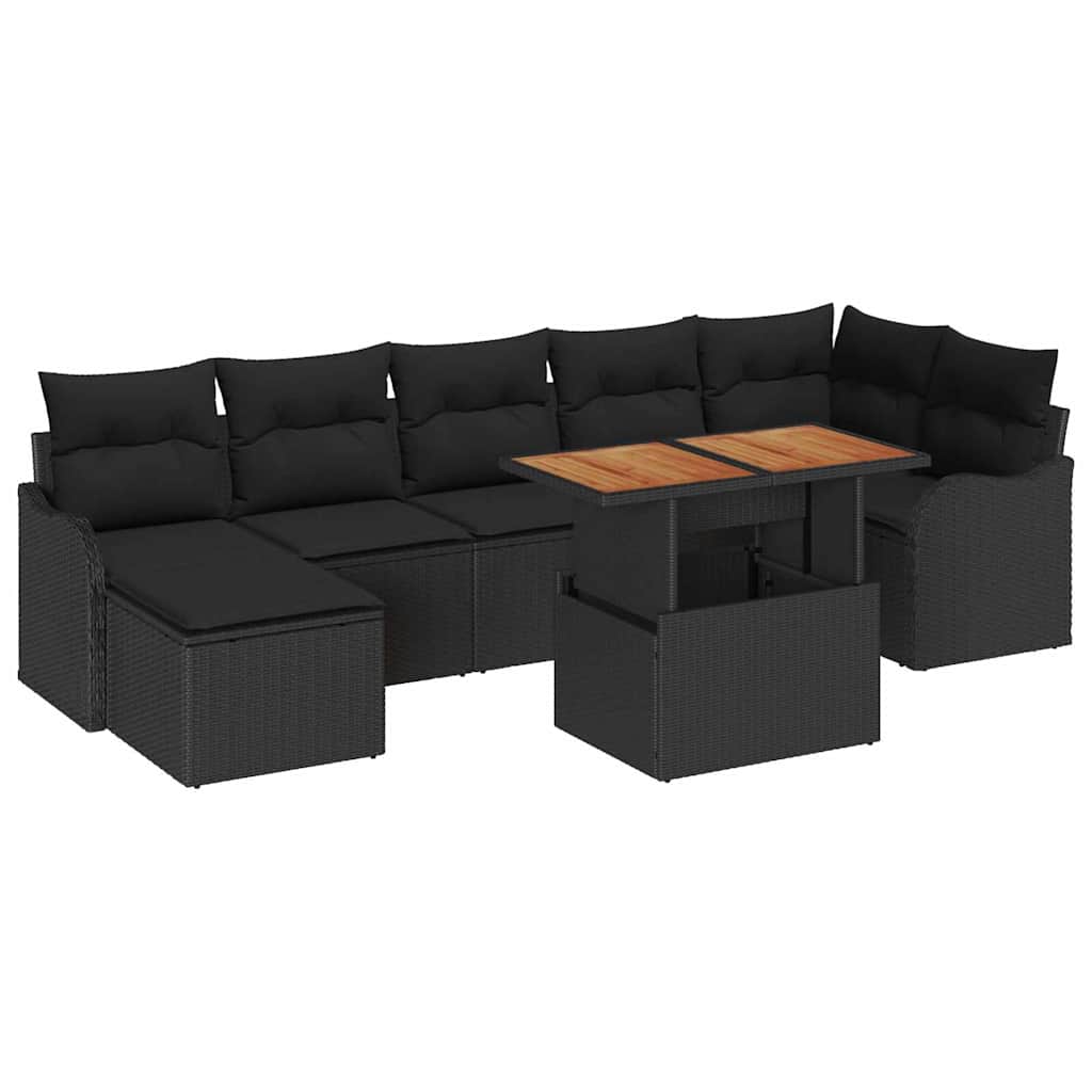 Tuin Sofa Set met kussen met opslag 8 pcs Zwart