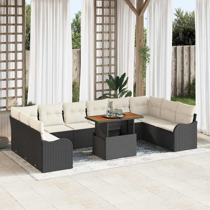 Tuin Sofa Set met kussen 11 pcs Zwart en crème